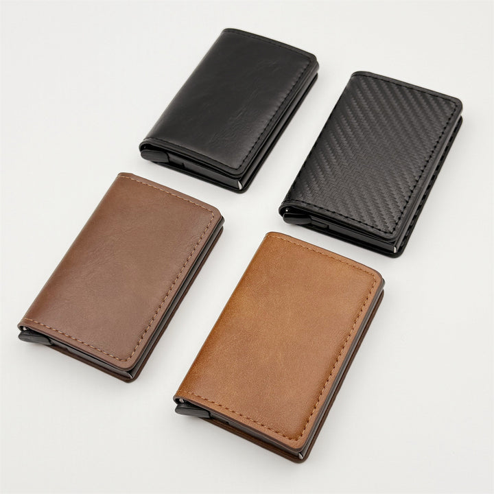 Slim RFID-Blocking Automatic Card Eject Leather Wallet Bowlift