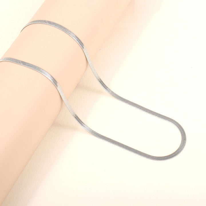 Sleek Slim Silver Chain Necklace Bowlift