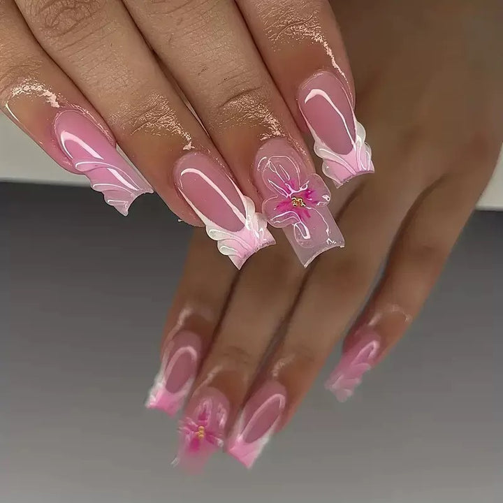 Floral Art Press-On Nail Set Bowlift