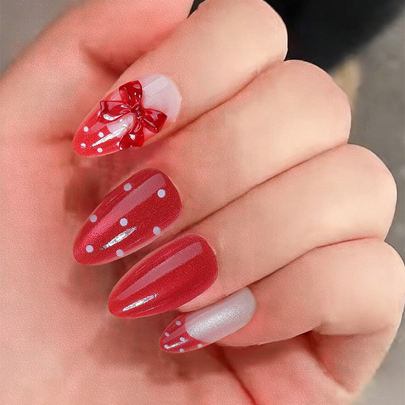 Decorative Press-On Nail Set with Bow Accents Bowlift