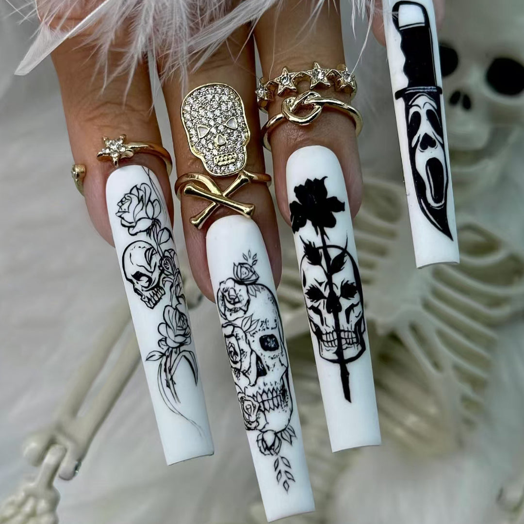Artificial Nail Set with Colorful Flower Patterns Bowlift