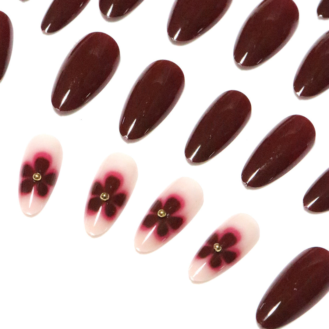 Elegant Floral Design Press-On Nail Art Bowlift