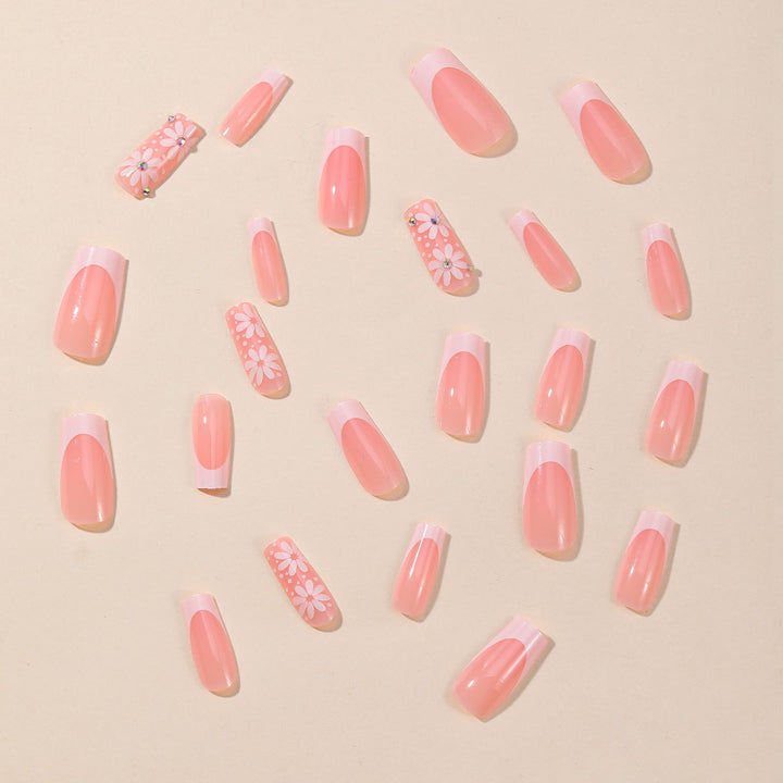 Elegant Floral Accent Nail Art Extensions Bowlift
