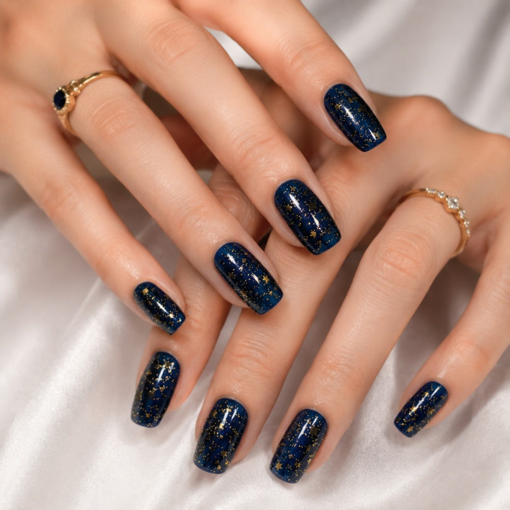 Artificial nails with modern night motif Bowlift