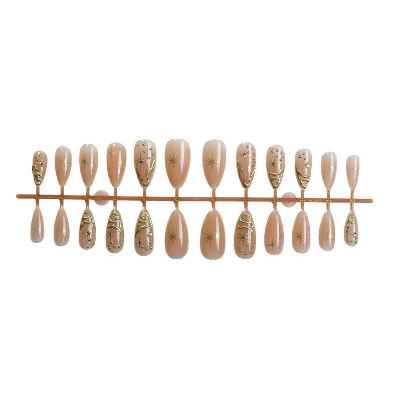 Premium Press-On Nail Set with Intricate Star and Decorative Designs Bowlift