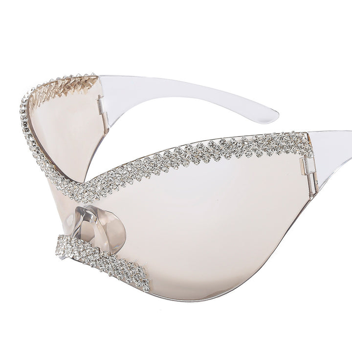 Women's Glamorous High-Gloss Sunglasses with Crystal Frame Bowlift