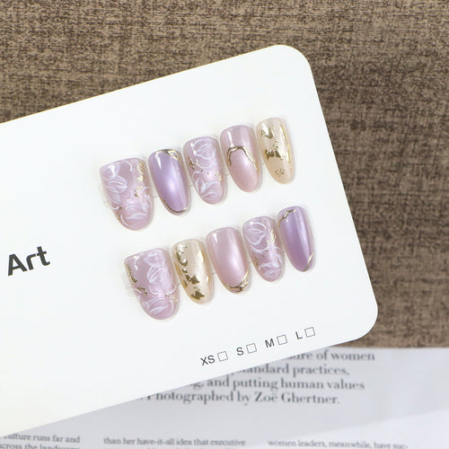 Floral and Metallic Press-On Nail Art Bowlift