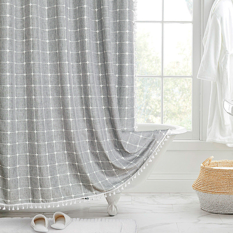 Textured Grid Design Window Curtain Bowlift