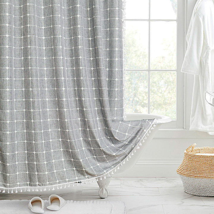 Textured Grid Design Window Curtain Bowlift