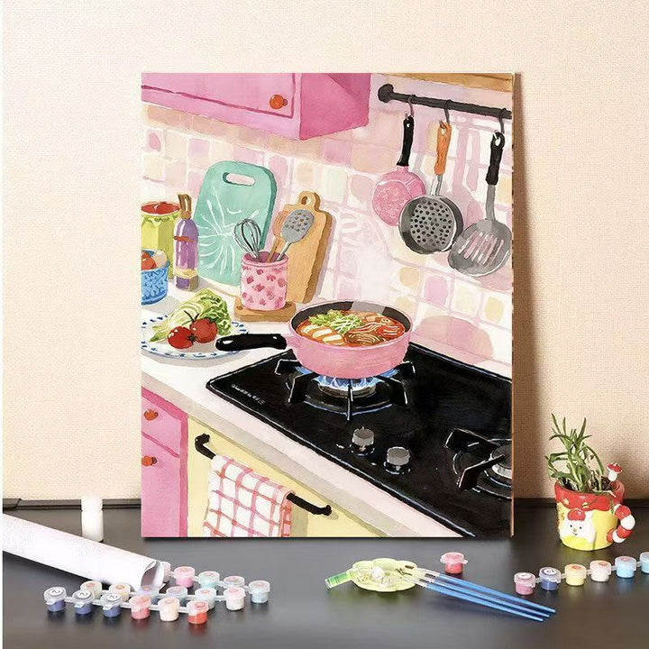 DIY Kitchen Scene Paint by Numbers Canvas Art Bowlift