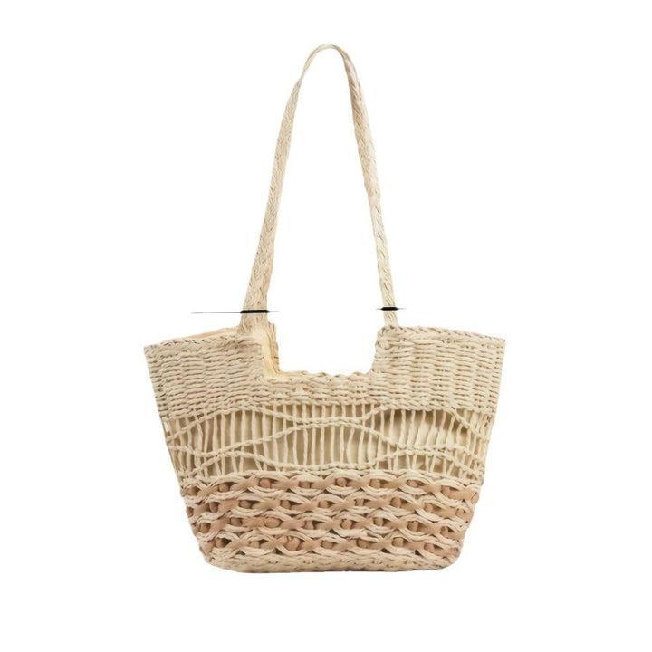 Handwoven beach bag with floral accents Bowlift