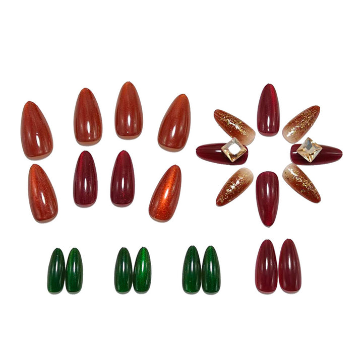 Creative artificial nails with glitter and gemstone decorations Bowlift