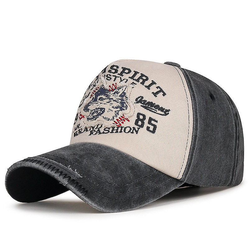 Men's Vintage-Inspired Wolf Graphic Baseball Cap Bowlift