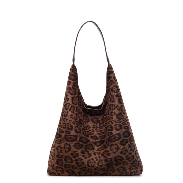 Suede Leopard Print Hobo Bag Bowlift