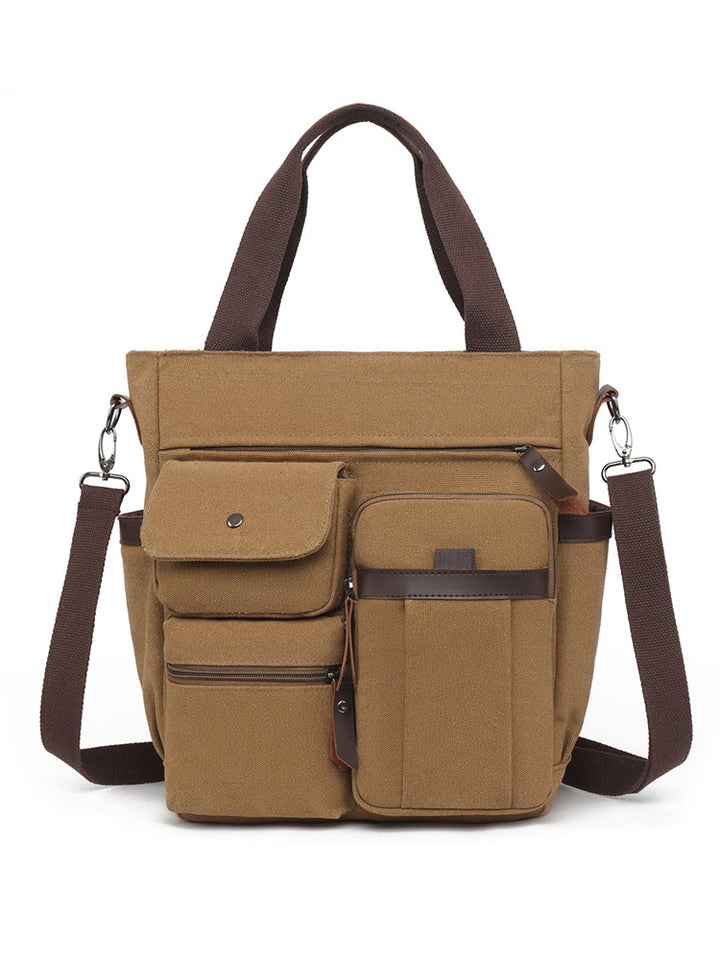 Multi-Pocket Canvas Tote Bag Bowlift