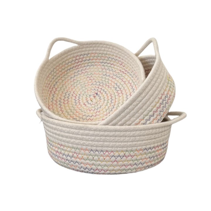 Women Practical Storage Basket with Colorful Zigzag Pattern Bowlift
