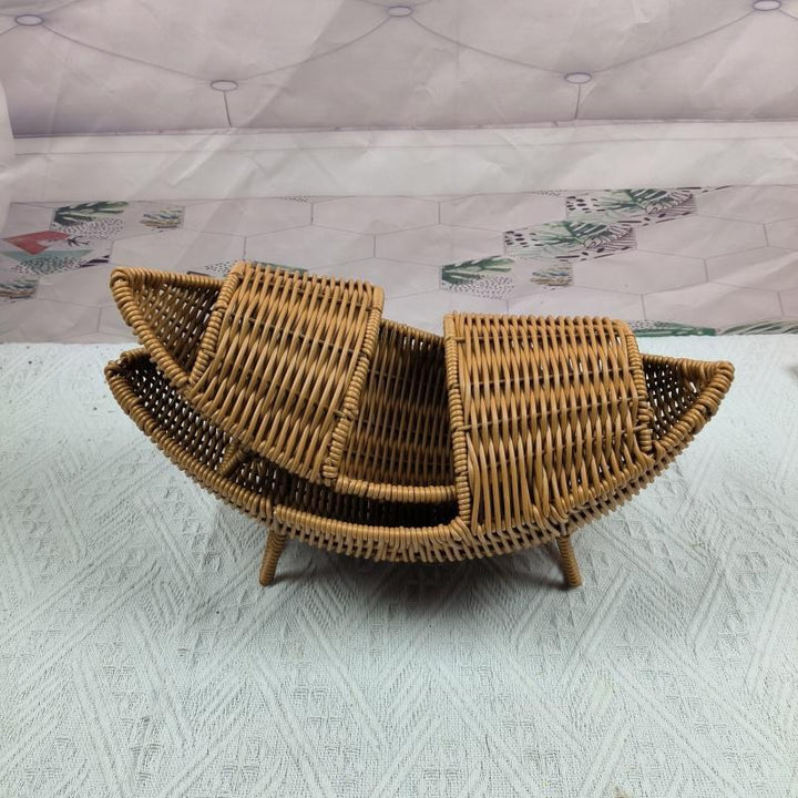 Decorative Woven Boat-Shaped Basket Bowlift