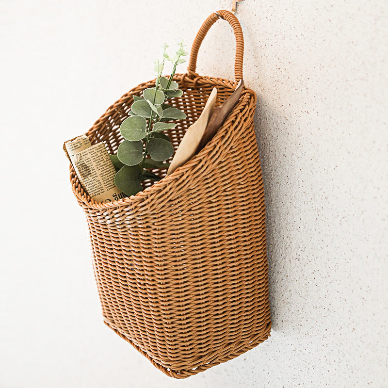 Women Handcrafted Rattan Storage Basket with Handle Bowlift