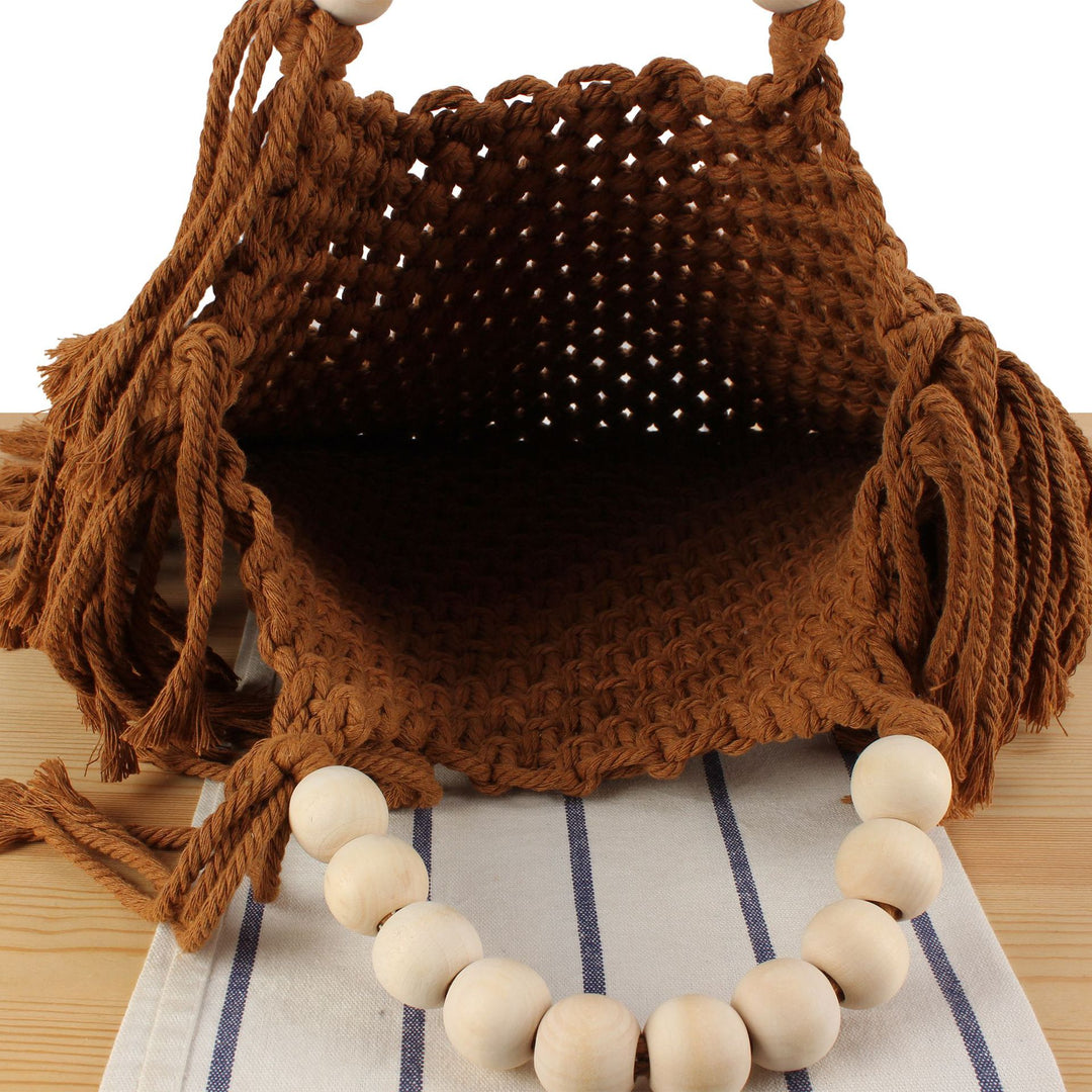 Hand-knotted tote bag with decorative fringes Bowlift