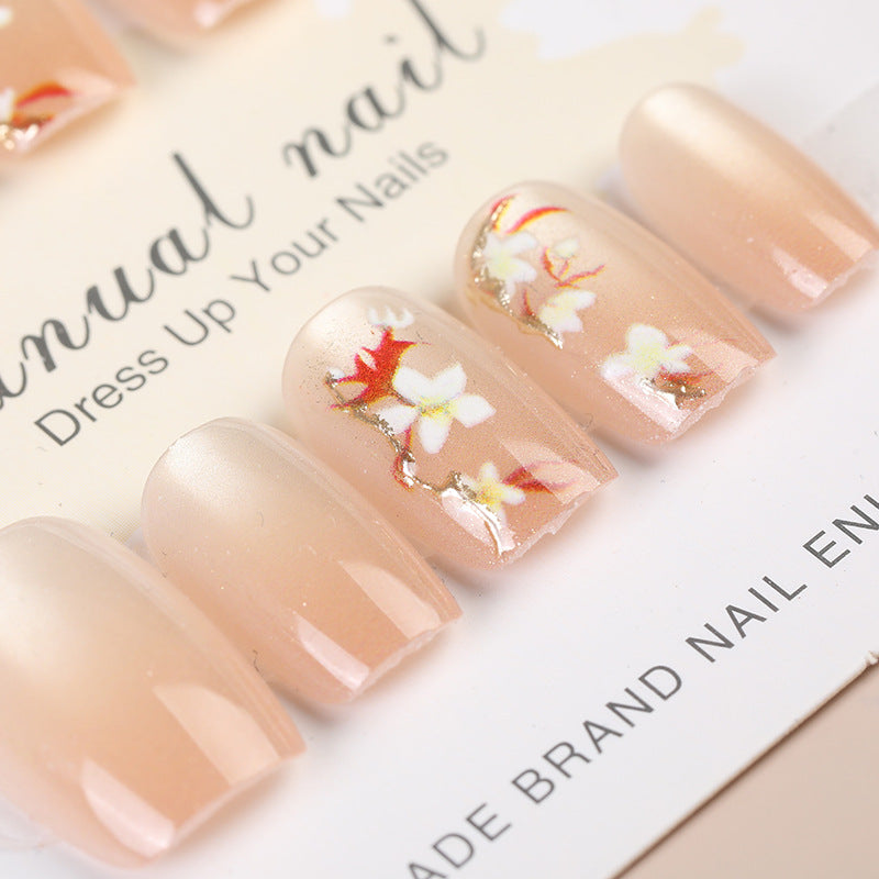 Artistic Floral Press-On Nail Design Set Bowlift