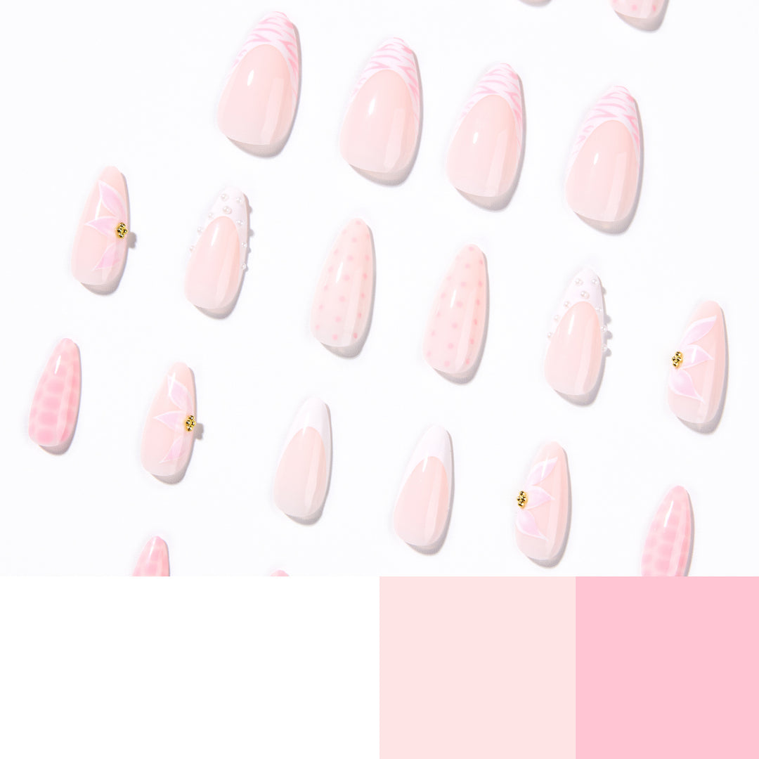 Artistic stiletto nails with elegant 3D decorations Bowlift