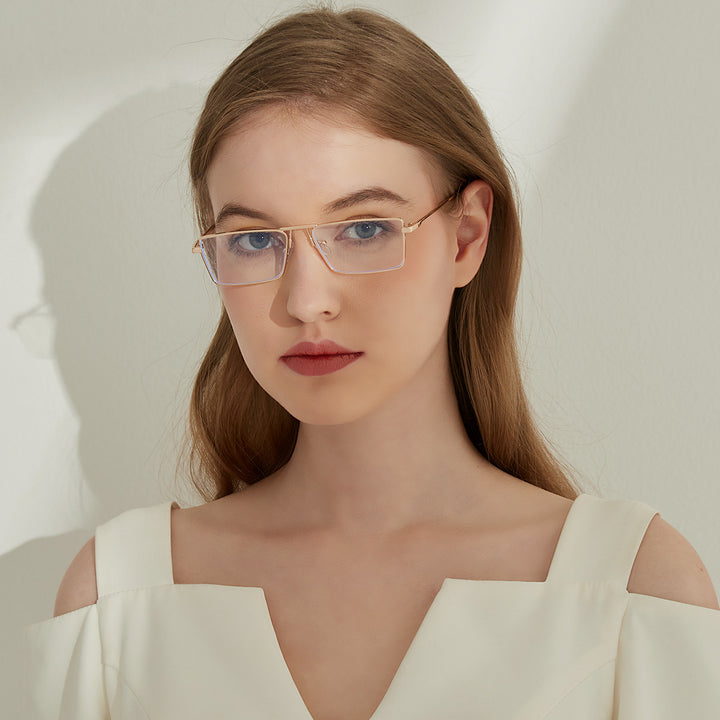 Women's elegant square sunglasses with narrow metal frame and UV protection Bowlift