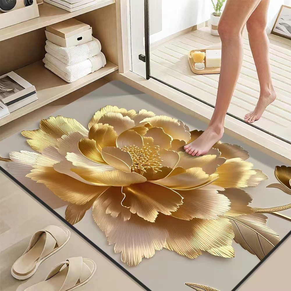 Elegant Lotus Flower Bath Mat Bowlift
