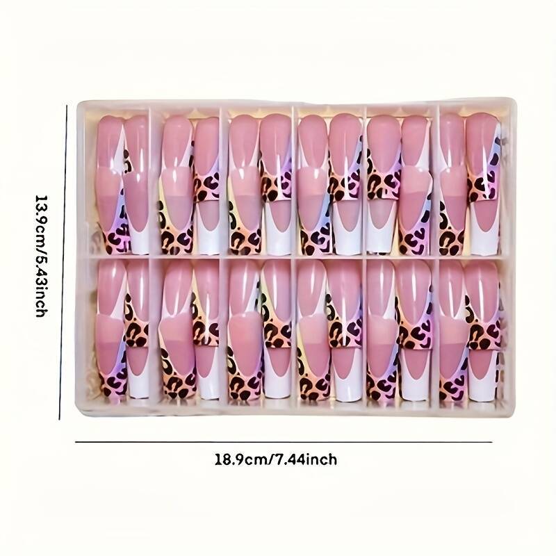 Stylish Press-On Nail Set with Leopard Design Bowlift