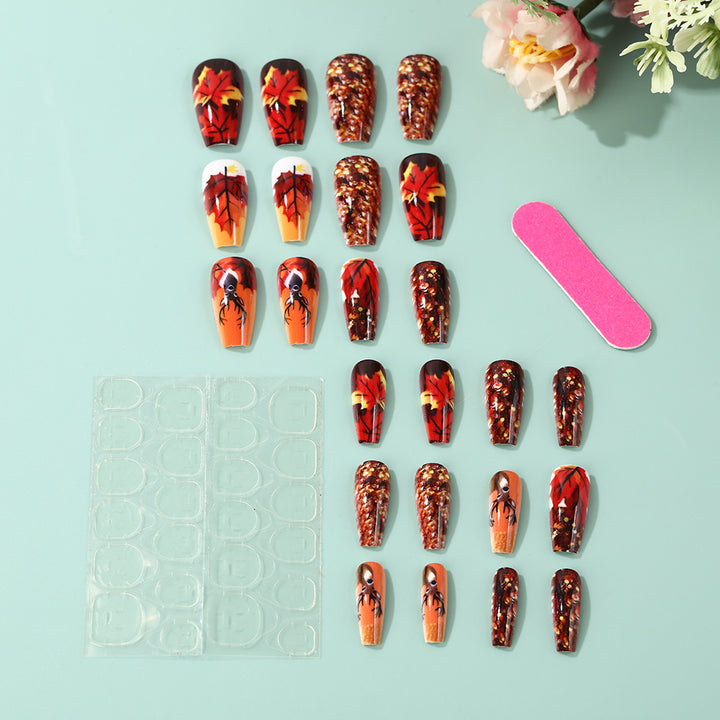 Artificial nails in autumn leaf design Bowlift