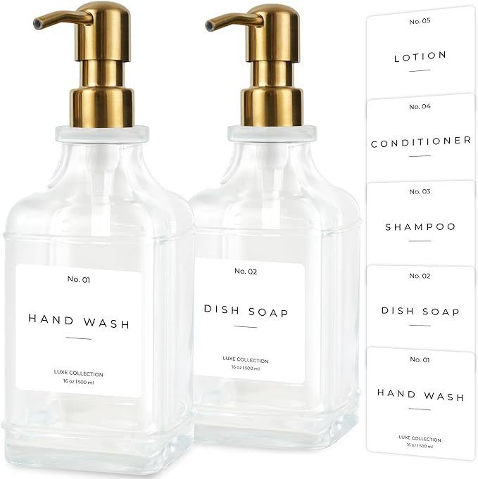 Refillable Luxury Pump Dispenser Set for Hand Wash and Dish Soap Bowlift