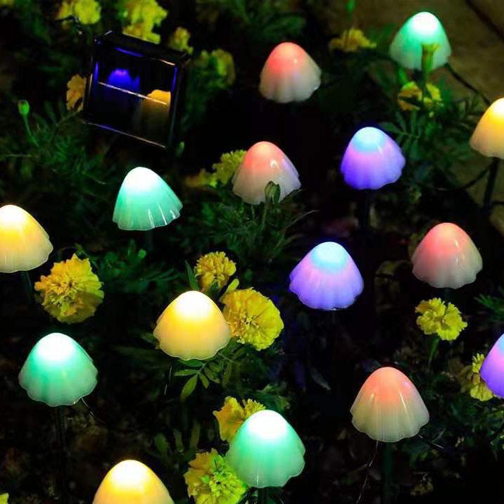 Contemporary Creative Plastic Solar LED Mushroom Lights String Lights For Outdoor Patio | Bowlift
