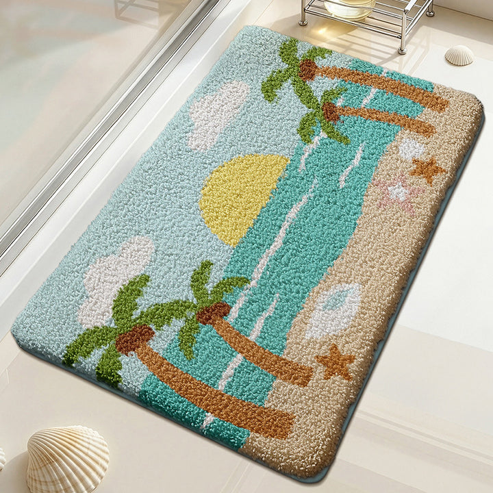 Beach-Themed Bath Mat Bowlift