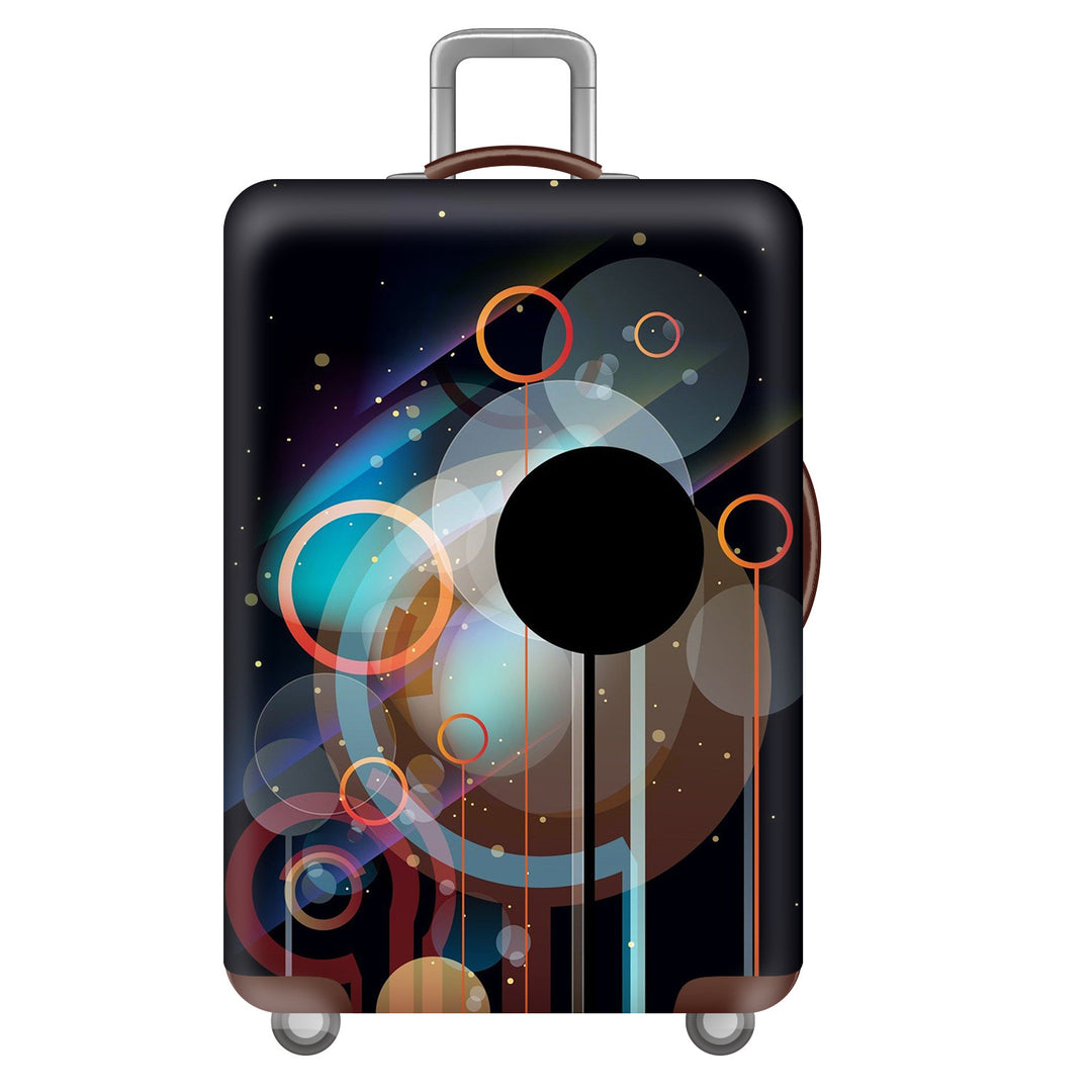 Unisex large hard shell suitcase with sturdy trolley handle and elastic motif protective cover superhero design Bowlift