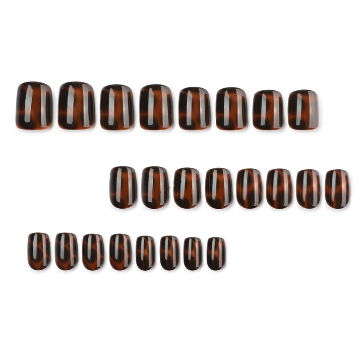 Artificial nail extensions with elegant tortoiseshell decor Bowlift