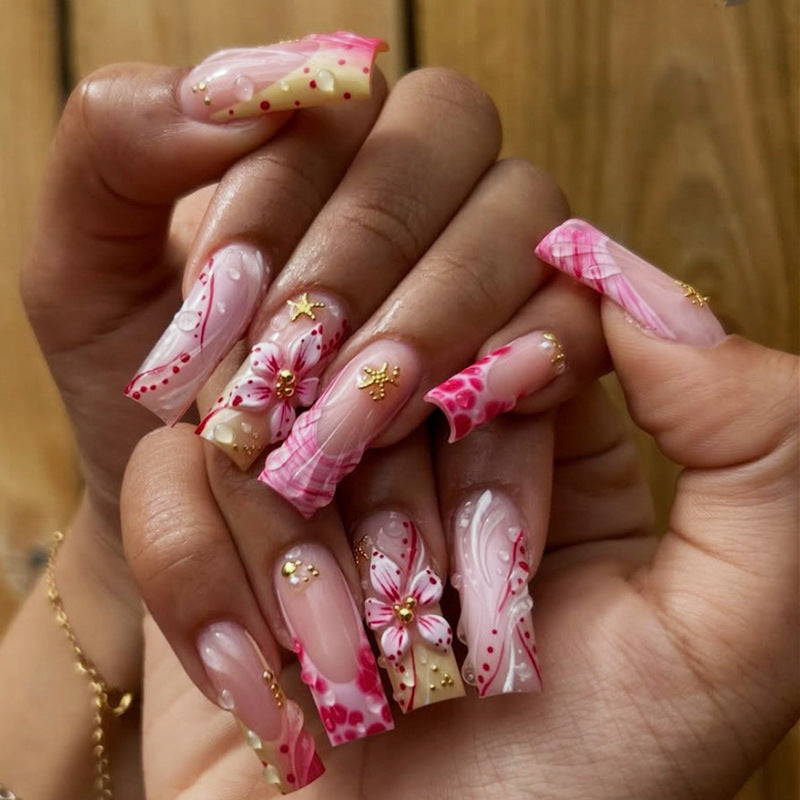 Artistic Floral Design Press-On Nail Tips Bowlift