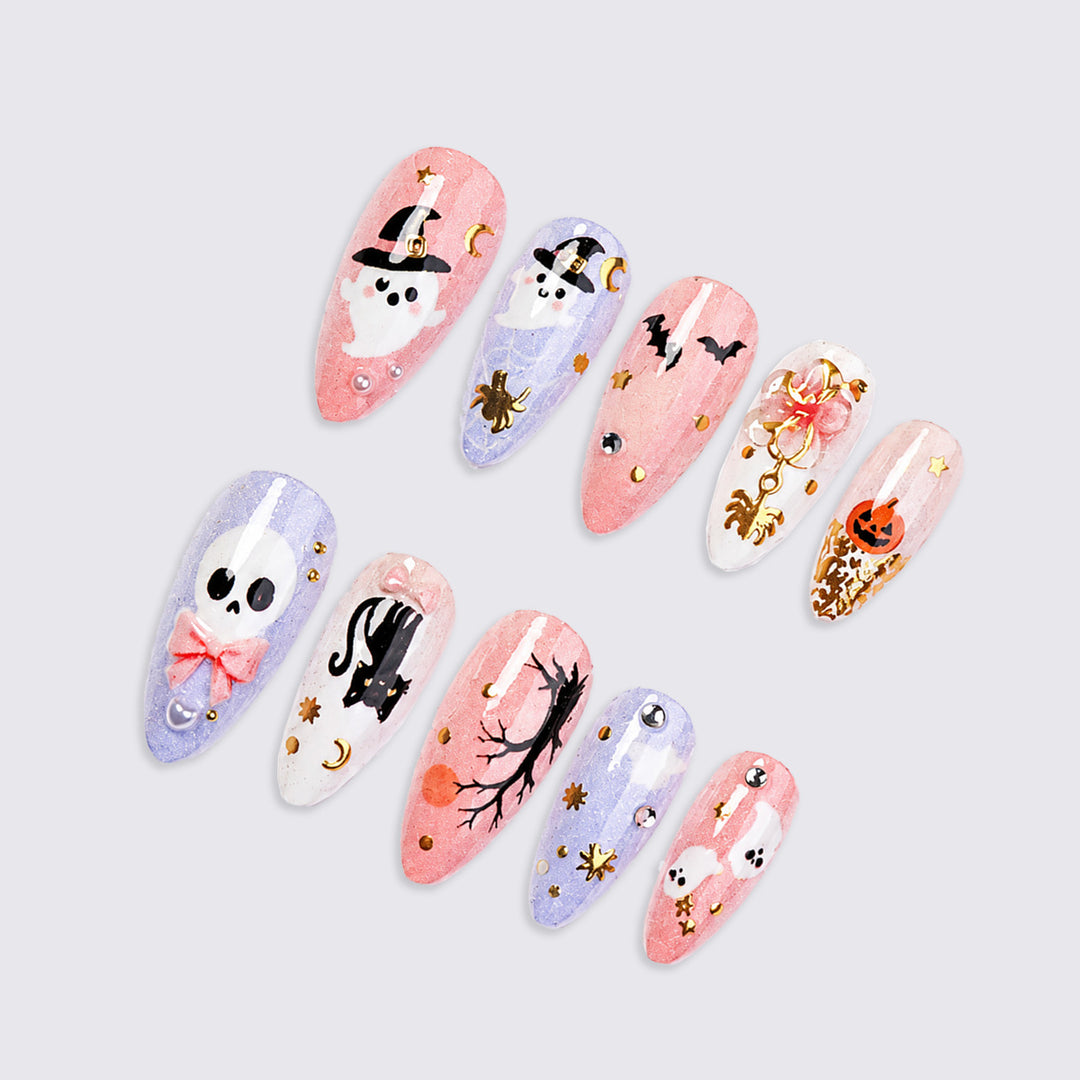 Halloween-Themed Press-On Nail Art Set Bowlift 1788495348