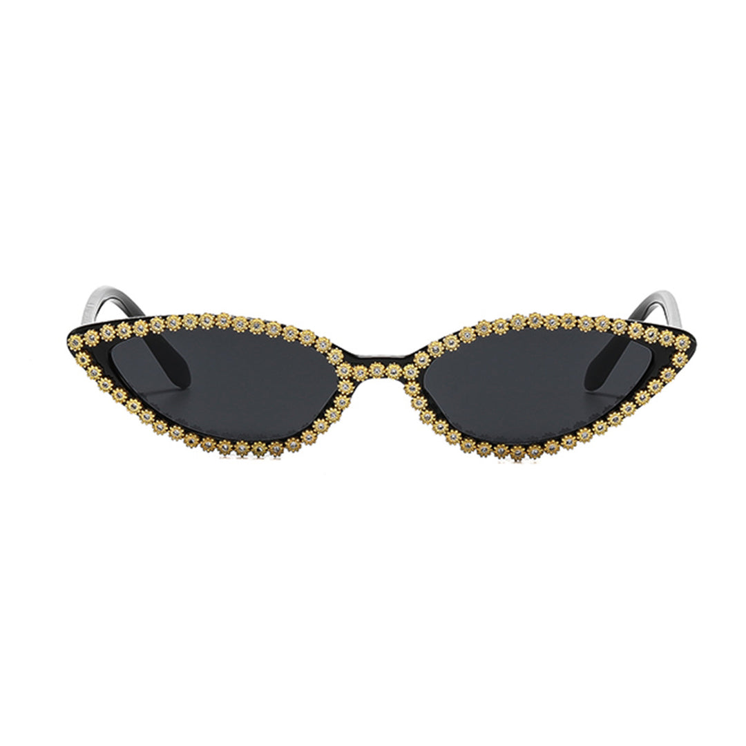 Women's Cat-Eye Sunglasses with Sparkling Flower Decoration Bowlift