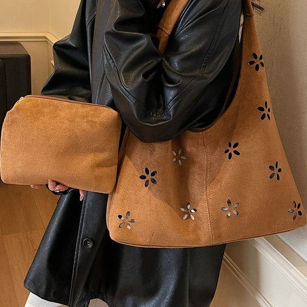 Floral Cut-Out Slouchy Tote Bowlift
