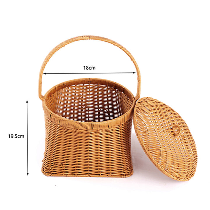 Stylish Woven Storage Basket with Lid Bowlift