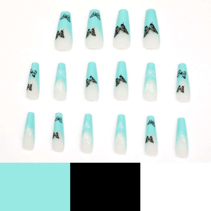 Artificial nail extensions with butterfly design Bowlift