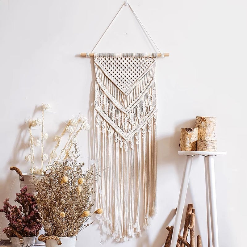 Macrame Wall Tapestry with Detailed Fringe Design Bowlift