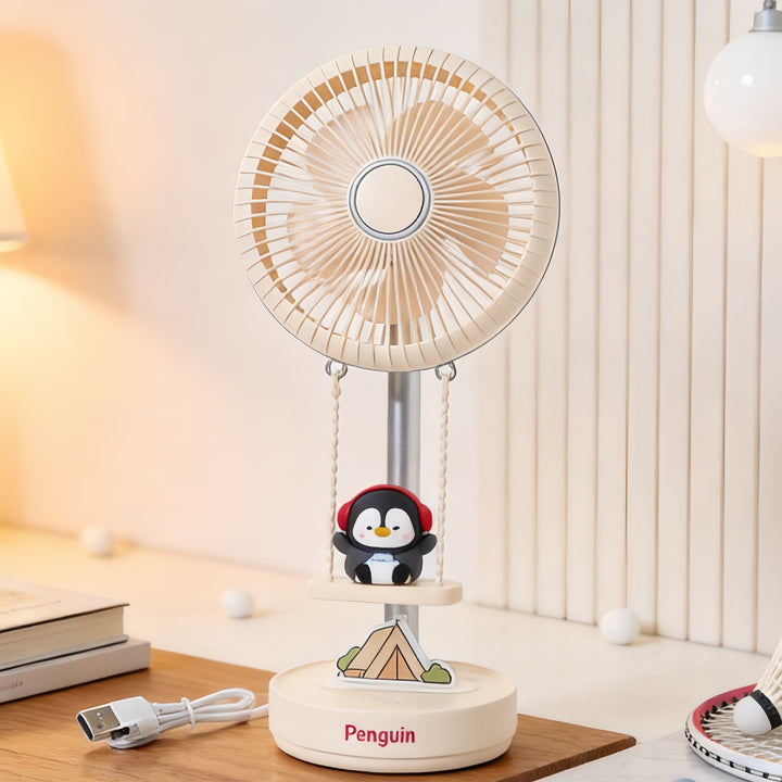 Ladies Creative Table Fan with Integrated Animal Motif Bowlift