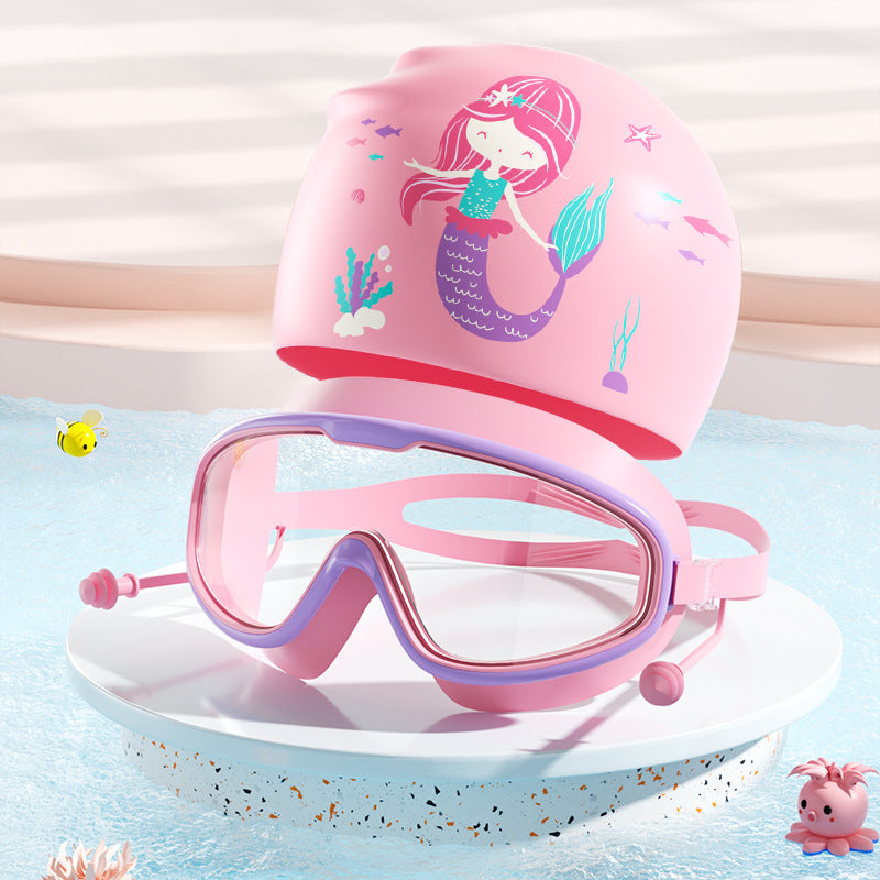 Kids Dinosaur-Themed Swim Mask and Cap Set Bowlift