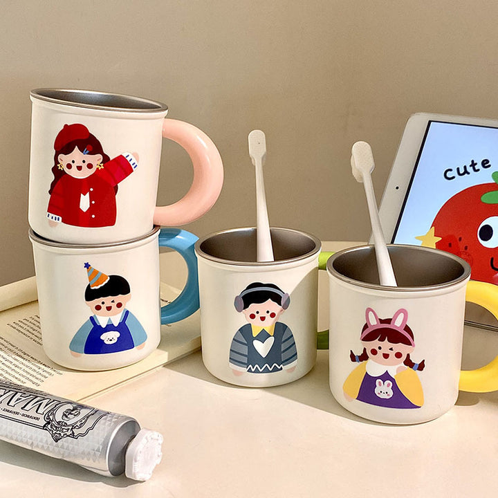 Stainless Steel Coffee Mug with Cheerful Children's Design Bowlift