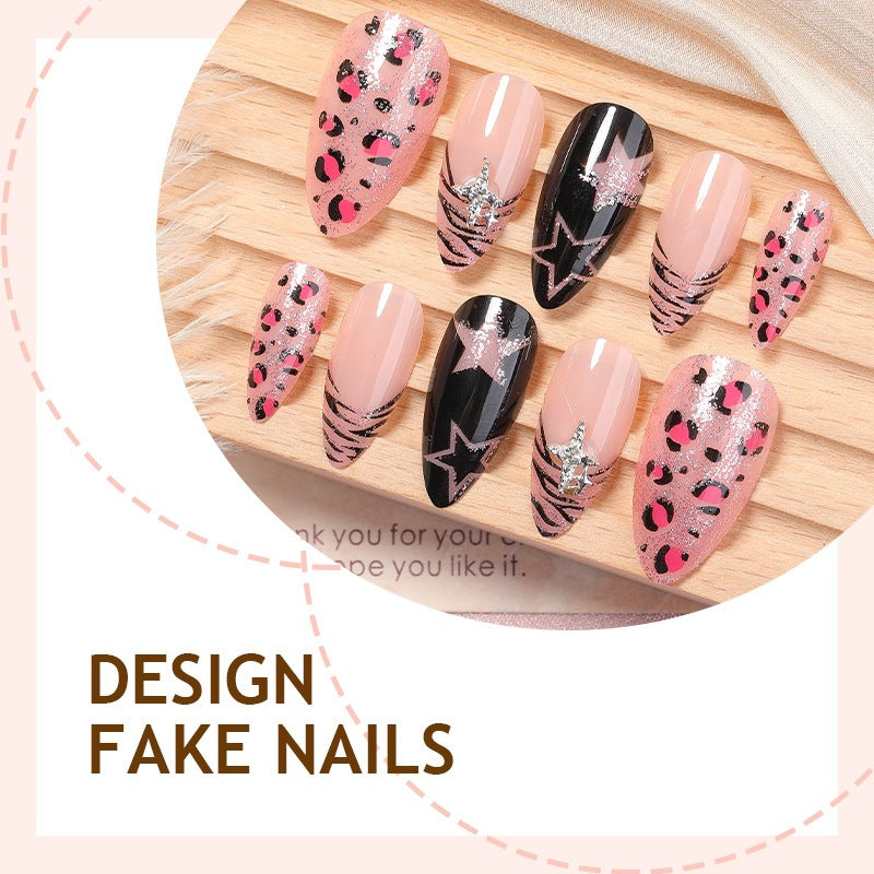 Creative nail art set with leopard and glitter accents Bowlift