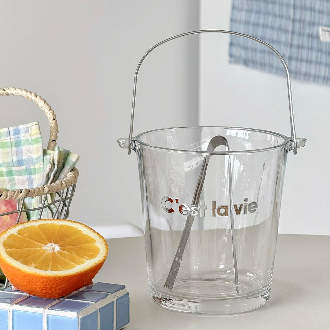 Smiley Ice Bucket with Metal Handle and Stainless Steel Tongs Bowlift