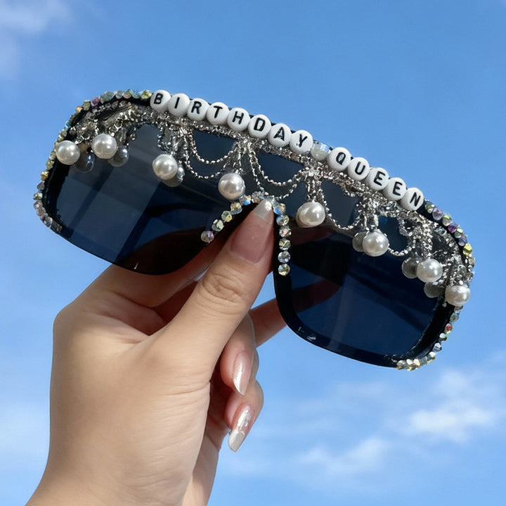 Decorative Pearl and Rhinestone Sunglasses Bowlift