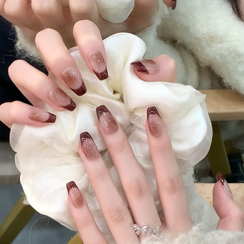 Glossy Ombre French Tip Press-On Nails Bowlift