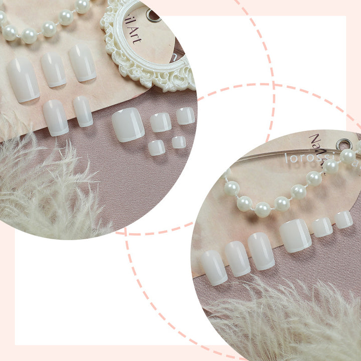 Premium Gel Press-On Nail Set with Elegant French Tip Design Bowlift