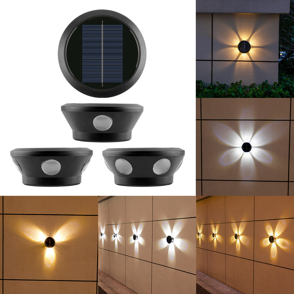 Outdoor Solar Wall Light Multi-Beam LED Decorative Accent Bowlift